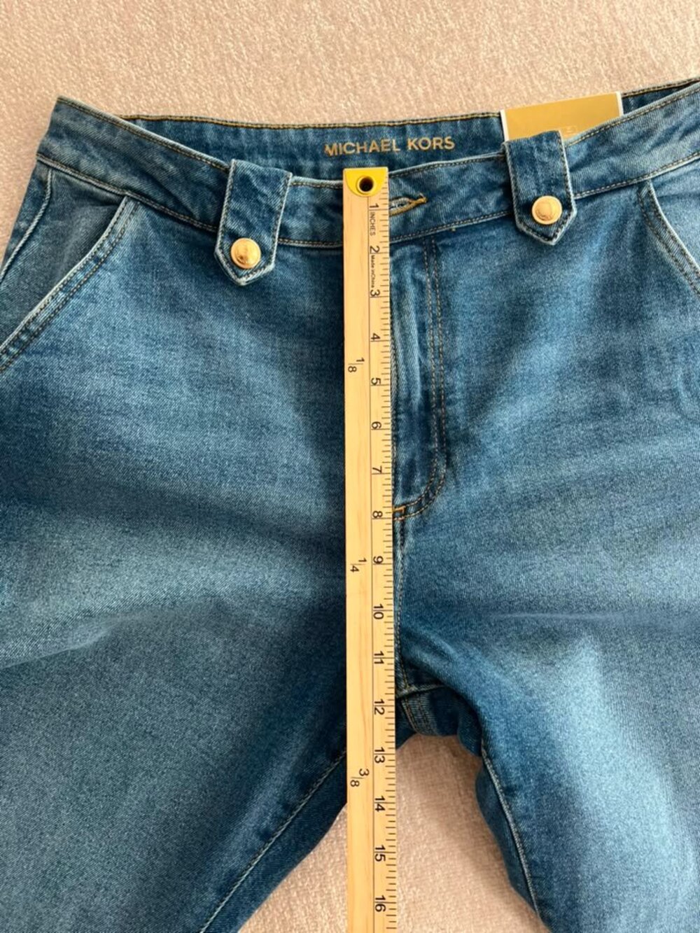Michael Kors Selma Crop Flare Jeans Size 12 NWT High Rise Blue Denim - Picture 7 of 10